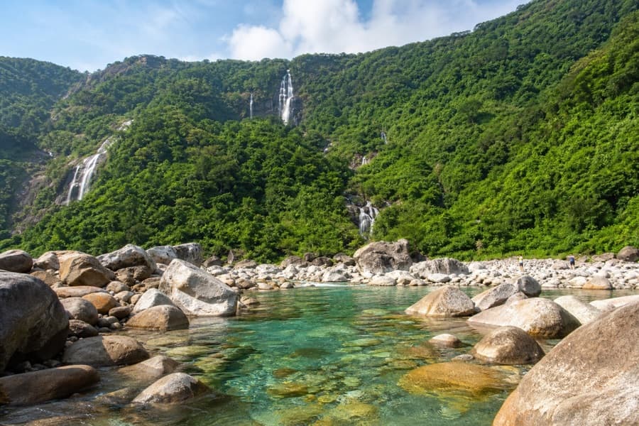 Bisnakandi stone quarry and hill stream on the India border near Sylhet